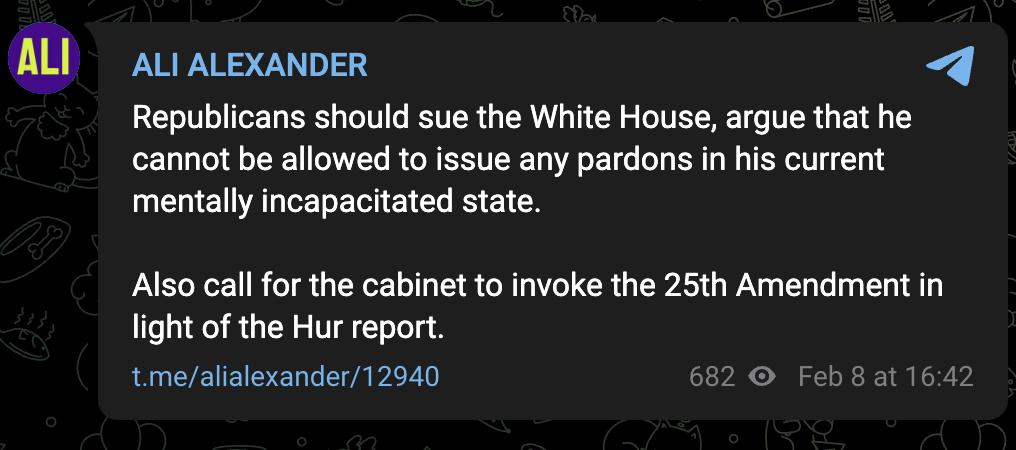 Ali Alexander on Telegram