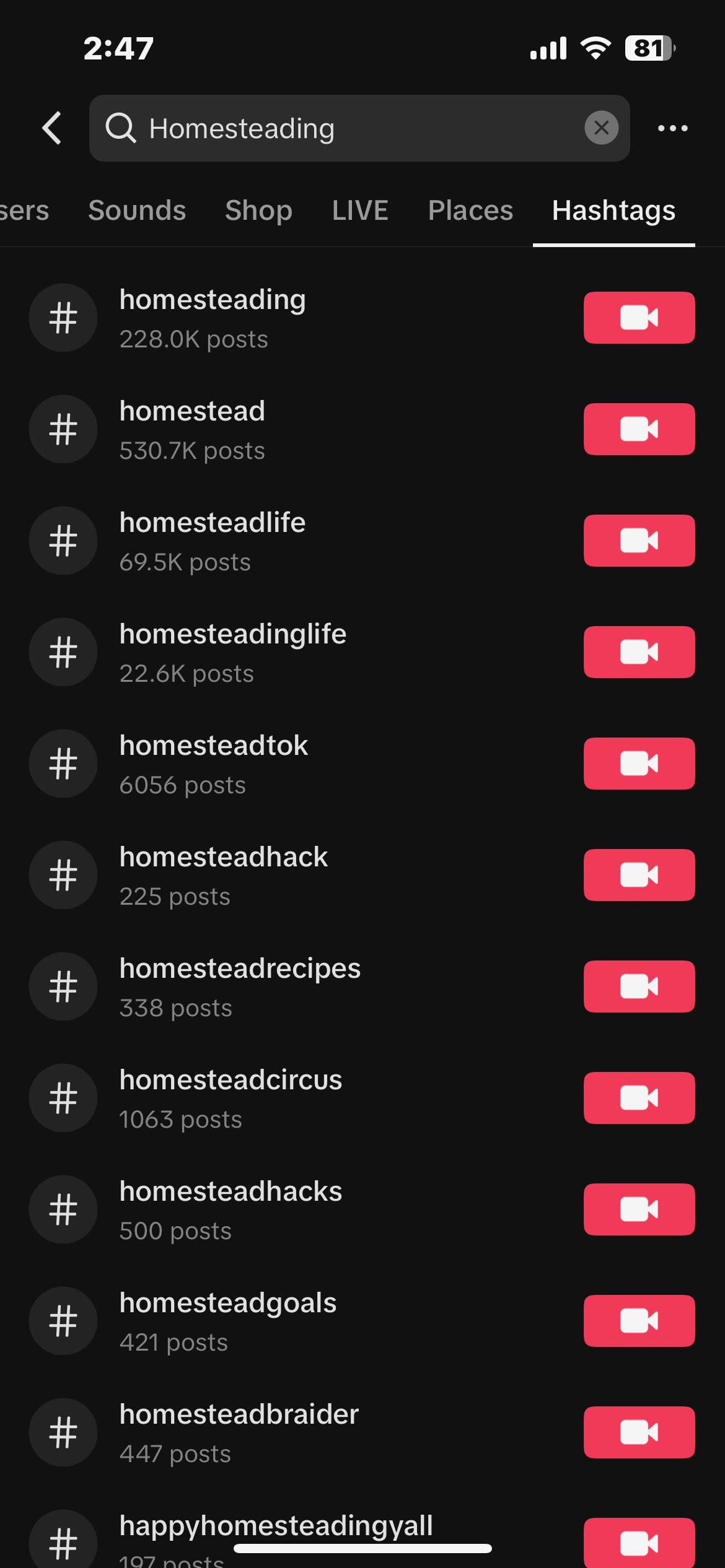 TikTok posts homesteading