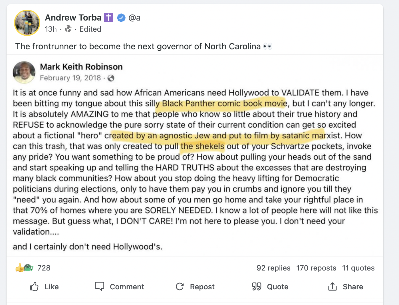 The frontrunner to become the next governor of North Carolina 👀