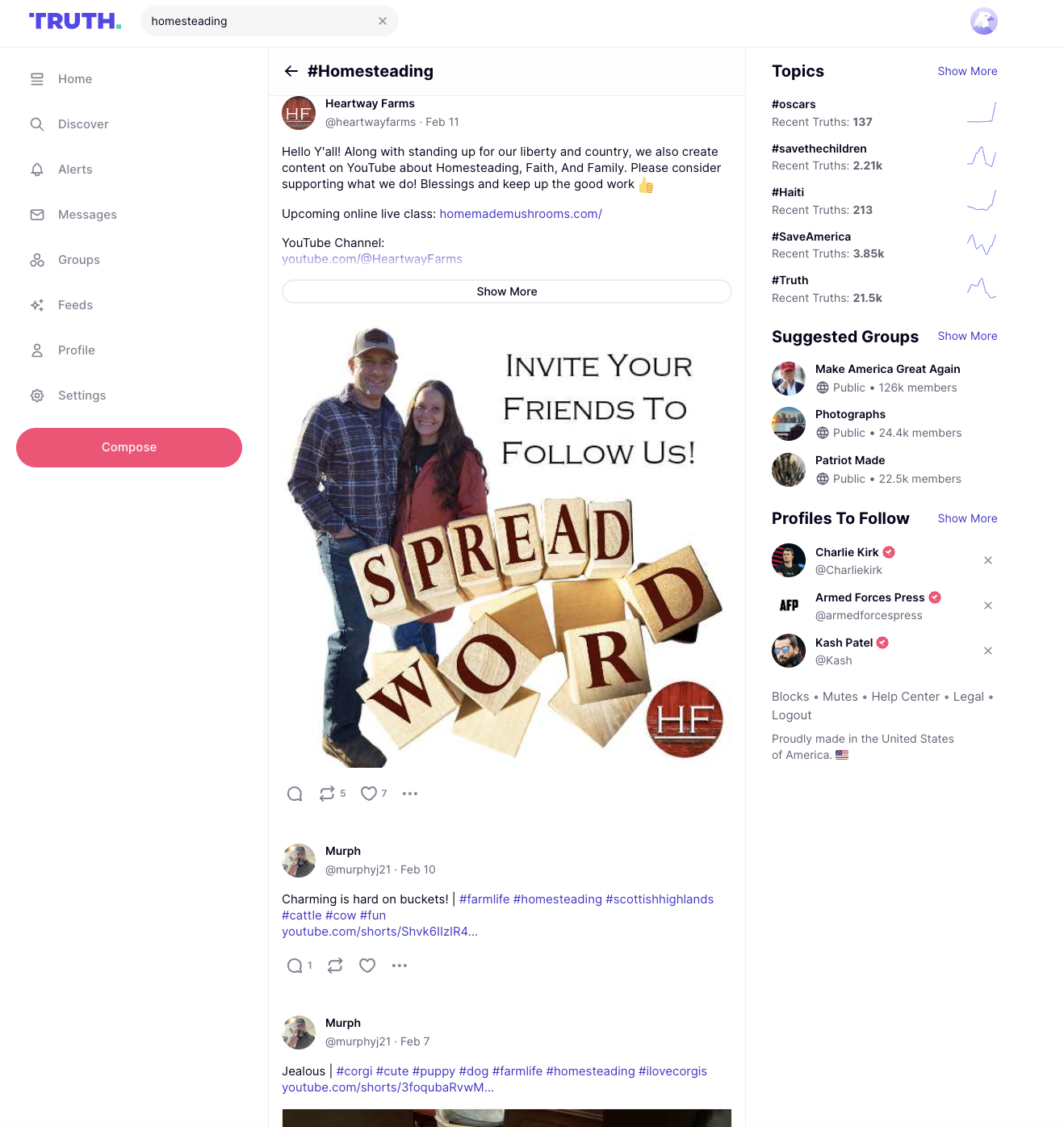 Truth Social homsteading