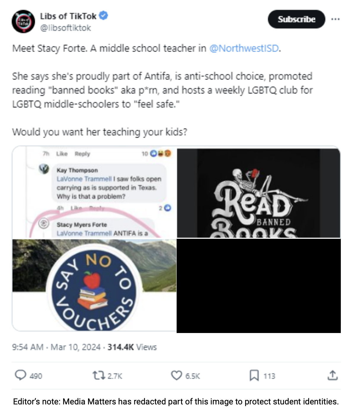 Libs of TikTok post