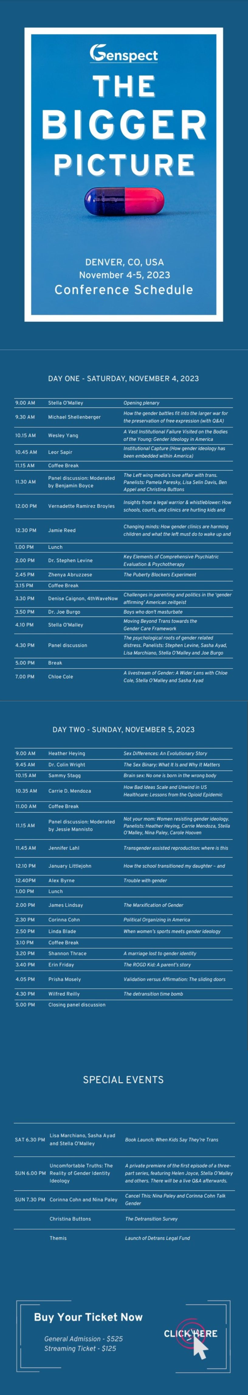 list of all speakers at Genspect's 2023 conference