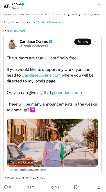 A screenshot of a tweet from Af post