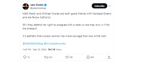 A screenshot of a tweet from Shields