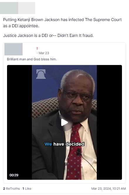 A screenshot of a post from Truth Social