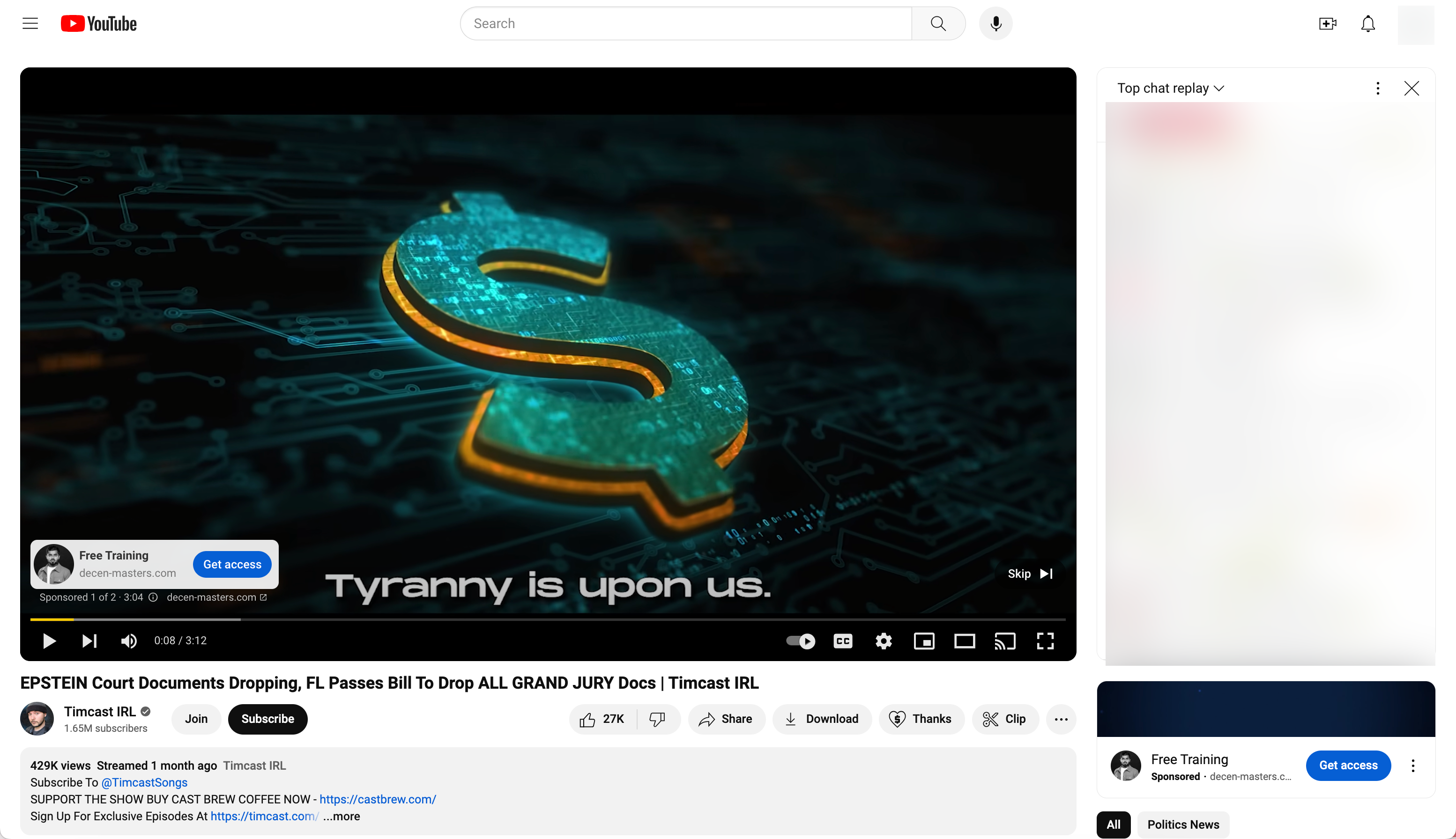 A screenshot of a video from Tim Pool's YouTube Channel 