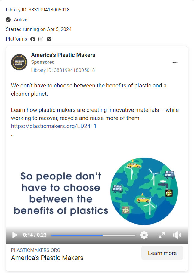 "you don't have to choose between the benefits of plastic and a cleaner planet"