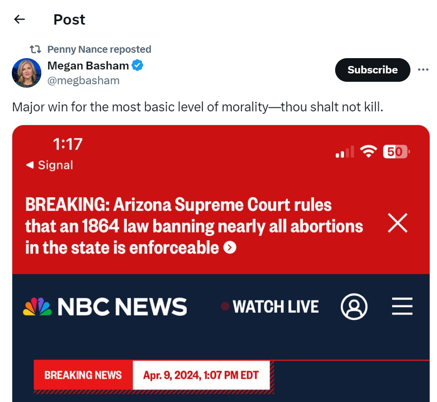 Penny Nance retweet of AZ ruling commentary