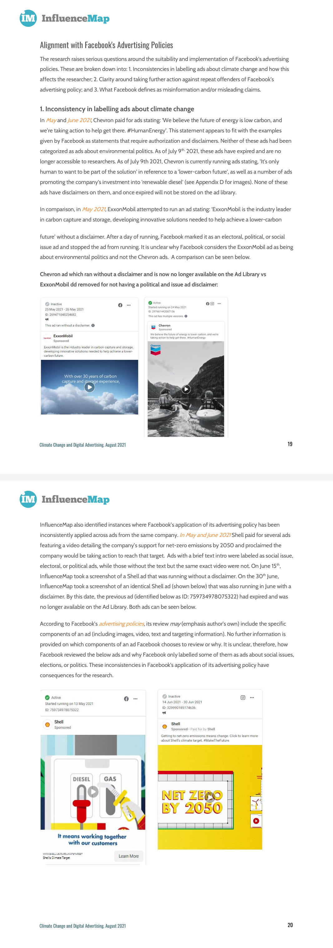 "Alignment with Facebook's advertising policies"