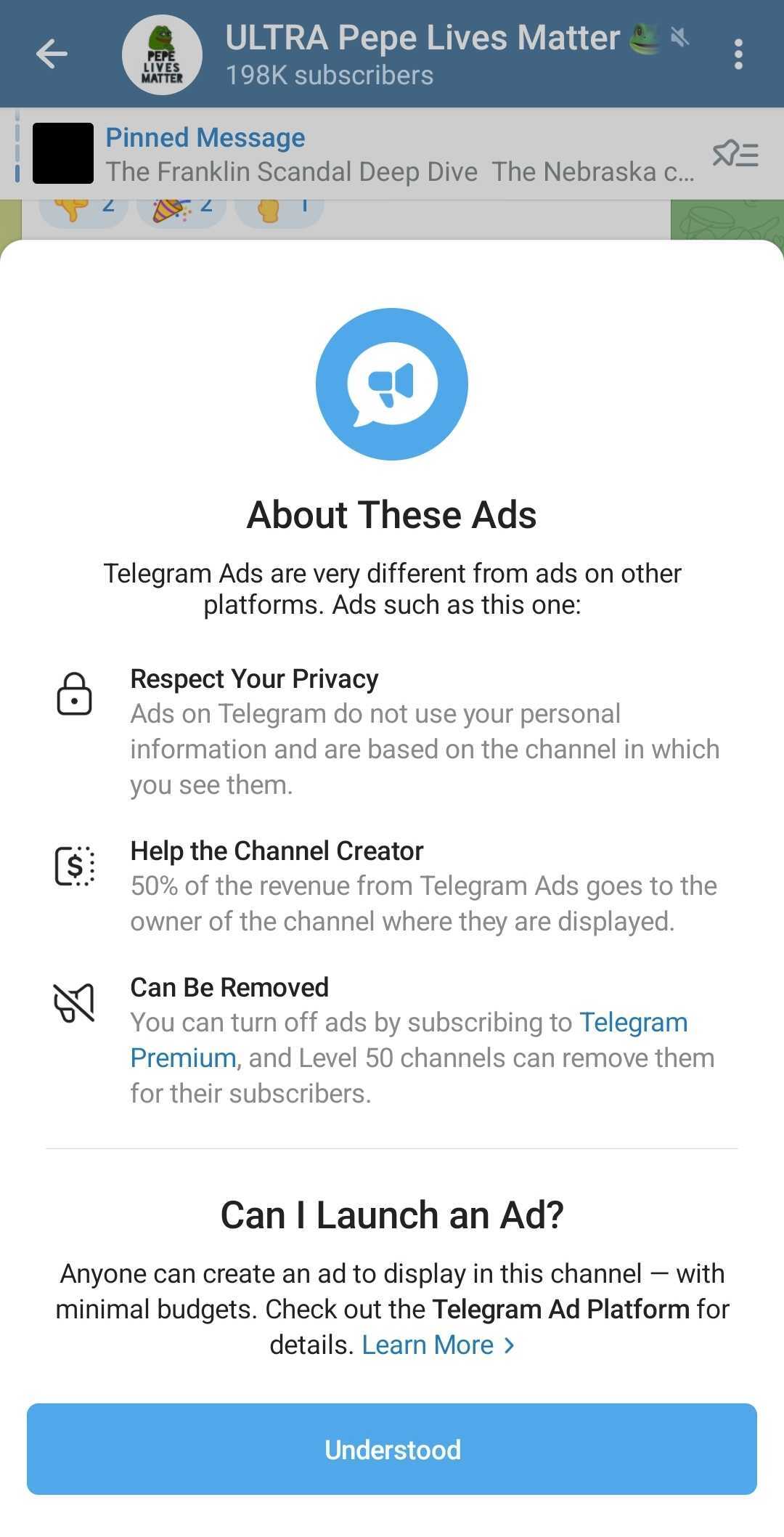 Telegram ads description