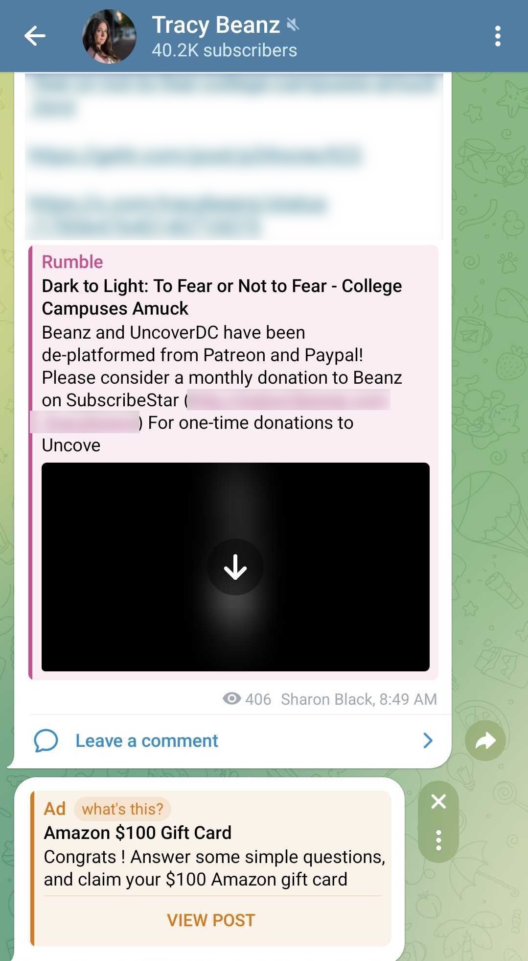 Tracy Diaz Telegram ads