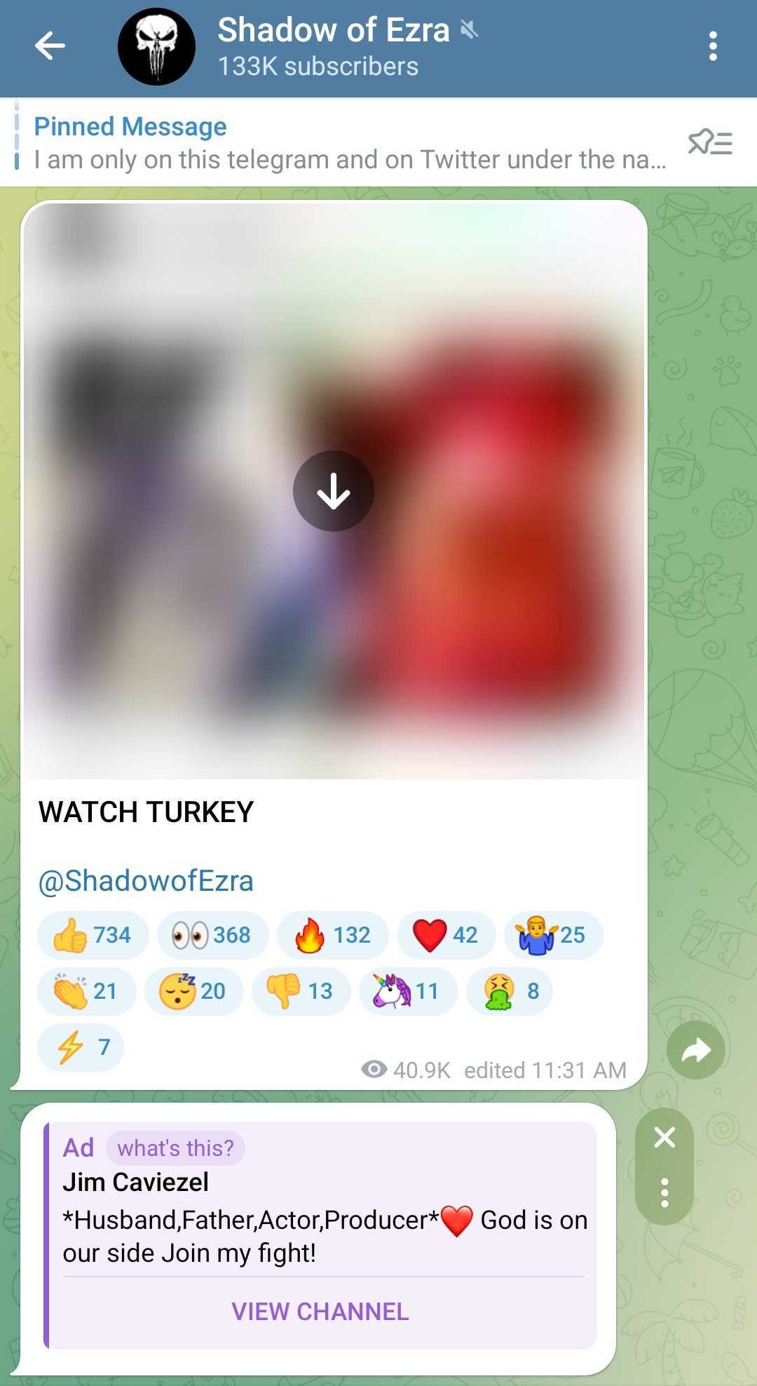 Shadow of Ezra Telegram ads