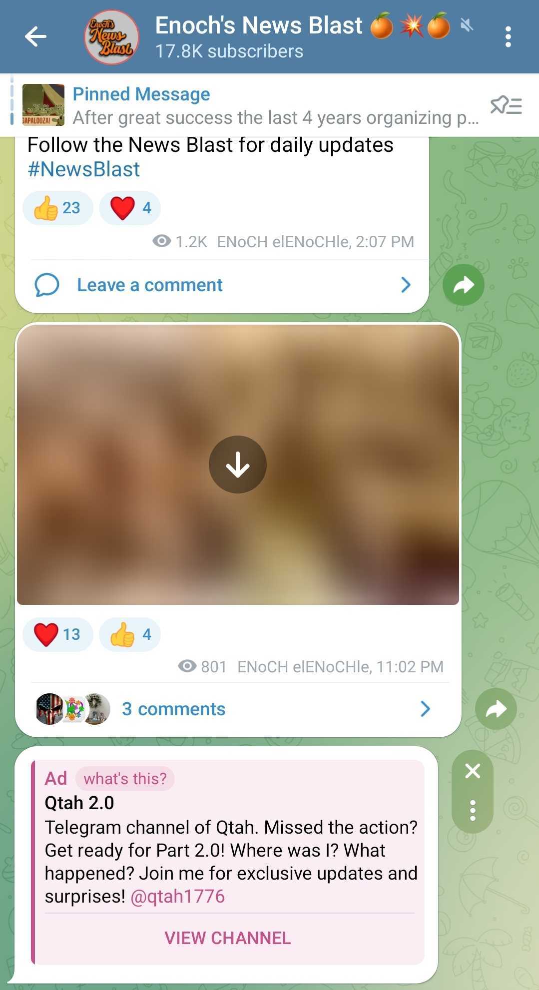 Enoch Telegram ads