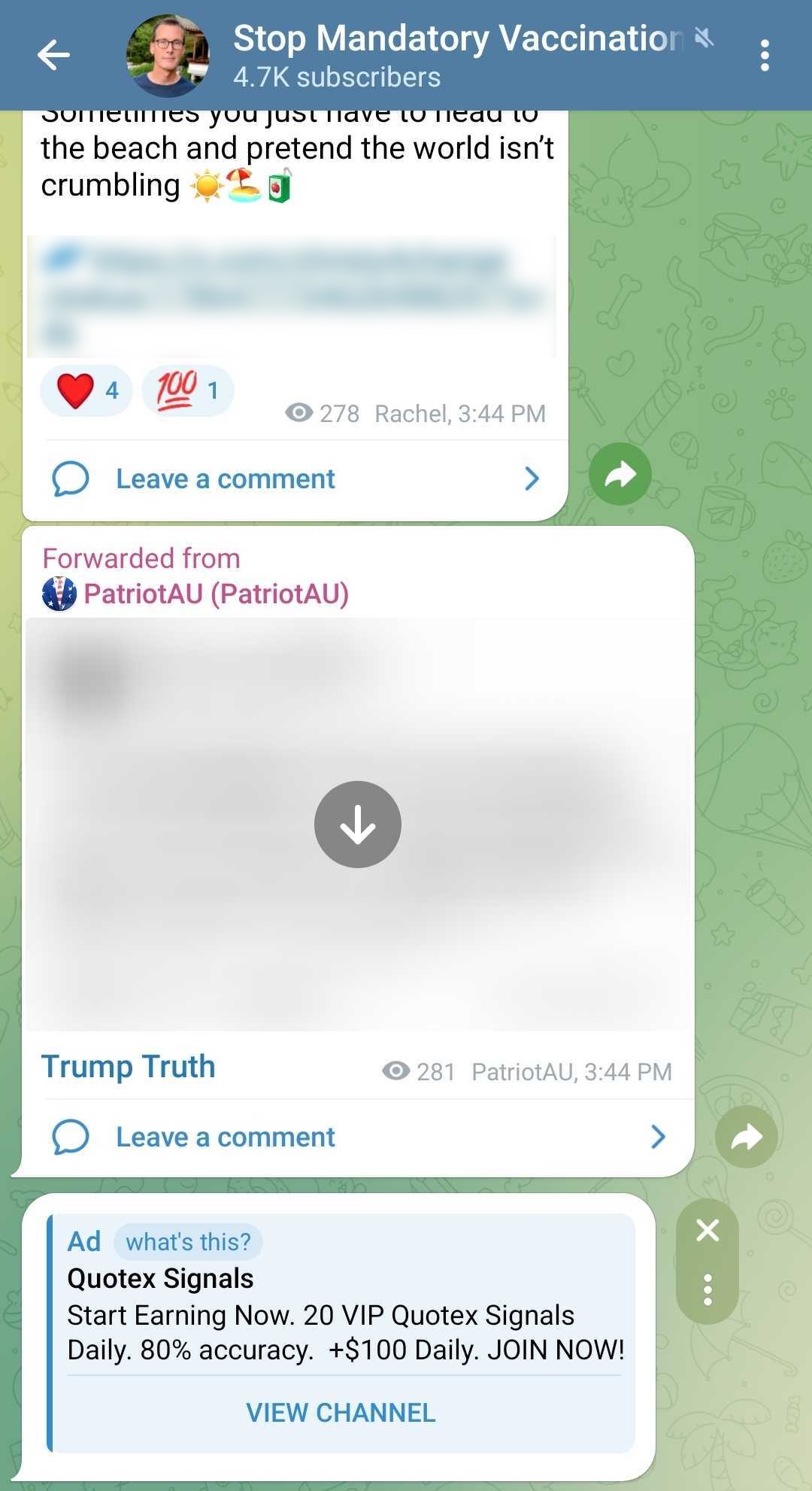 Larry Cook Telegram ads