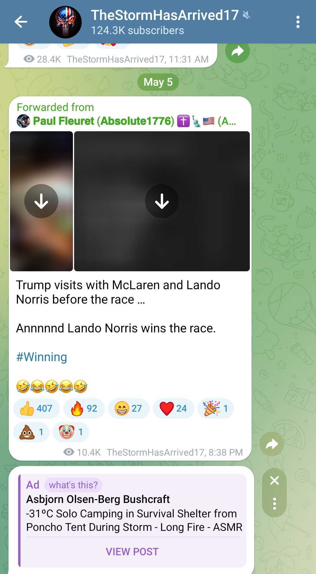 StormHasArrived17 Telegram ads