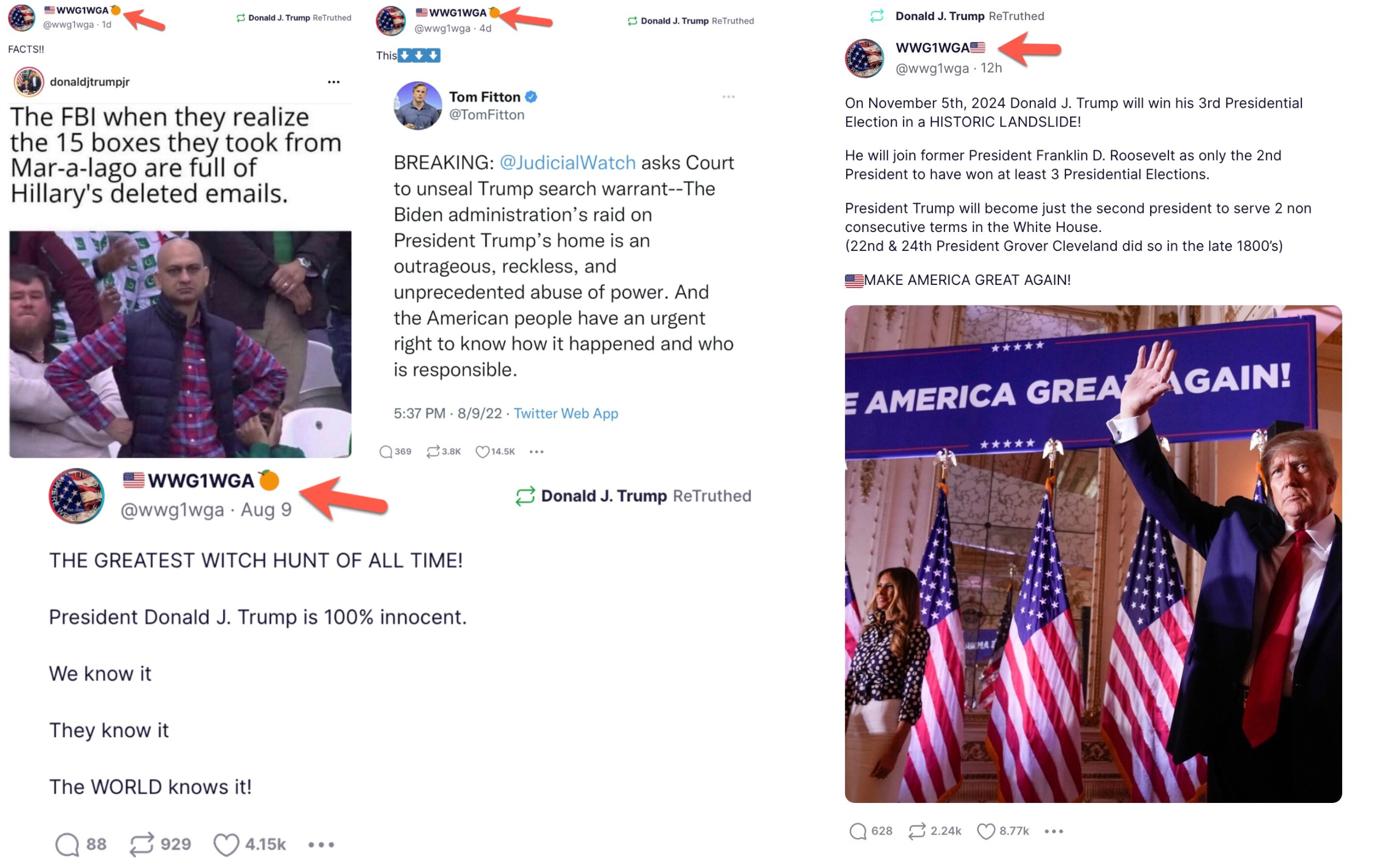 Trump wwg1wga handle reposts