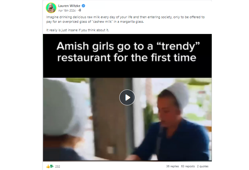 A screenshot of a post from Lauren Witzke