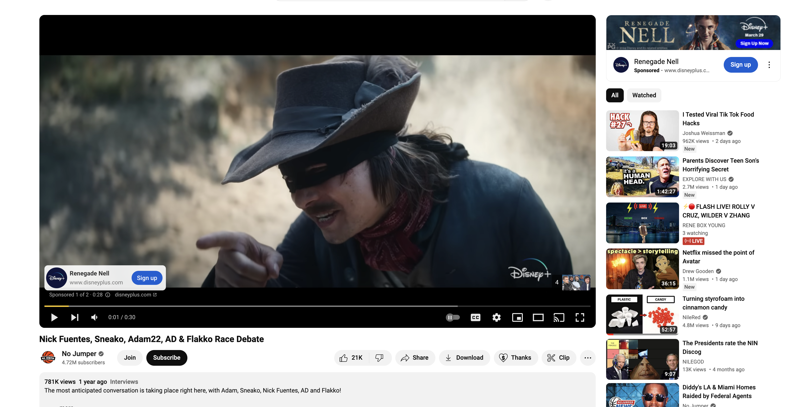 Disney Ad on No Jumper Podcast's Nick Fuentes episode