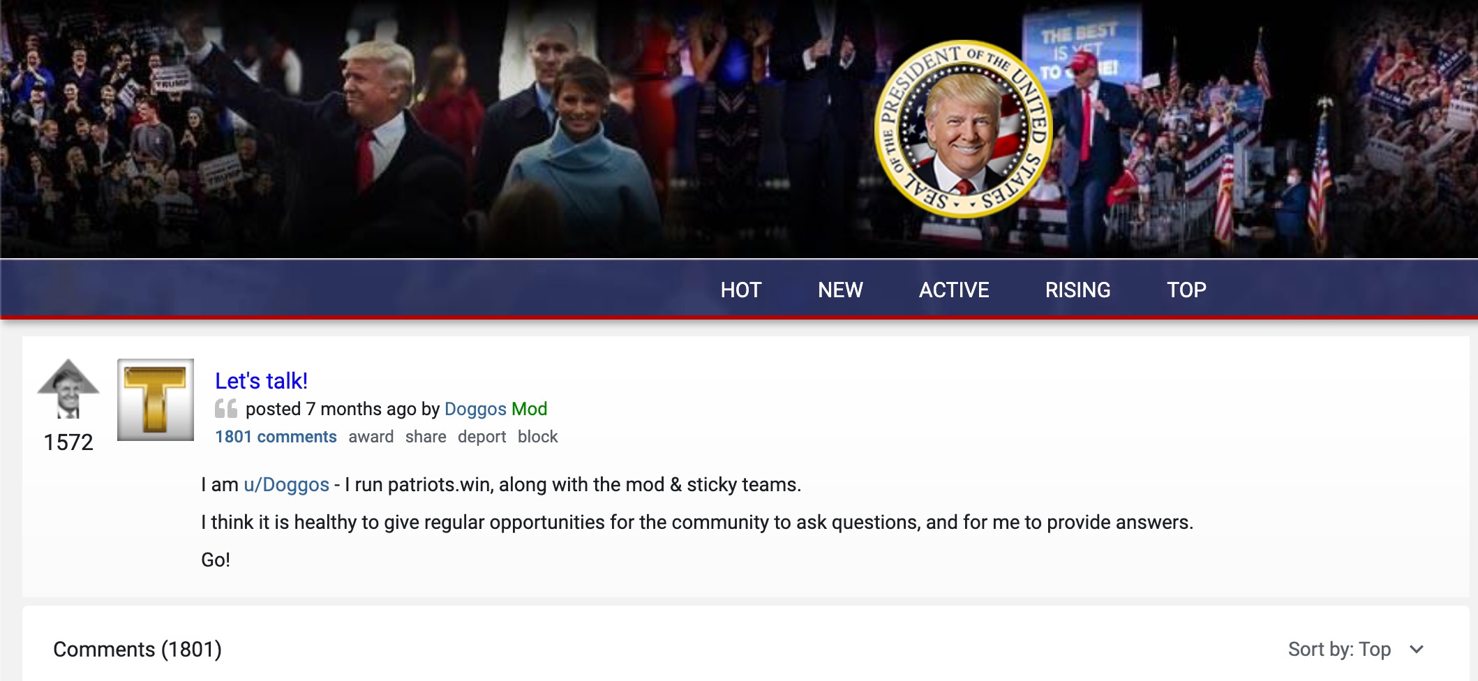 Doggos lead moderator TheDonald