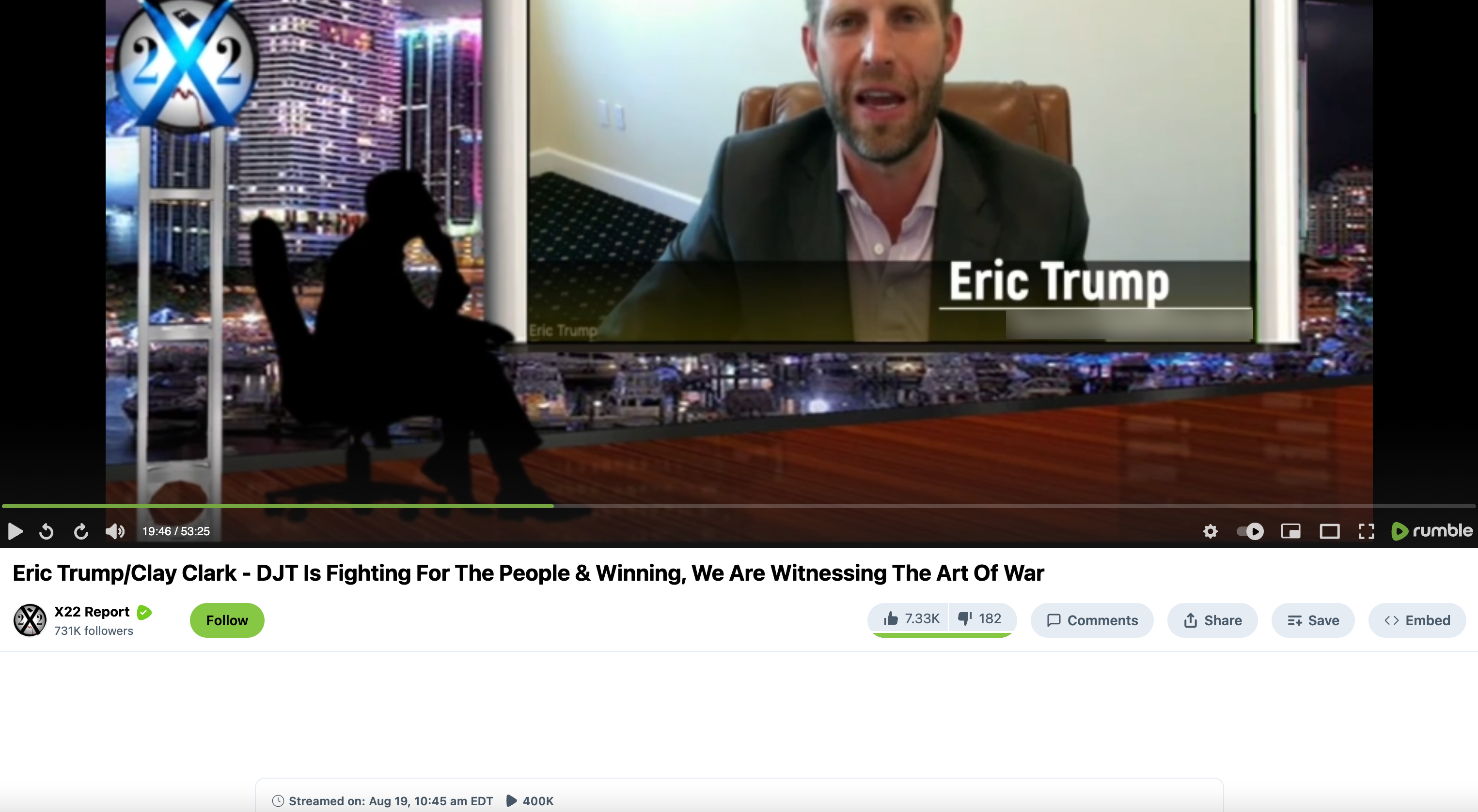 Eric Trump X22 2023 interview