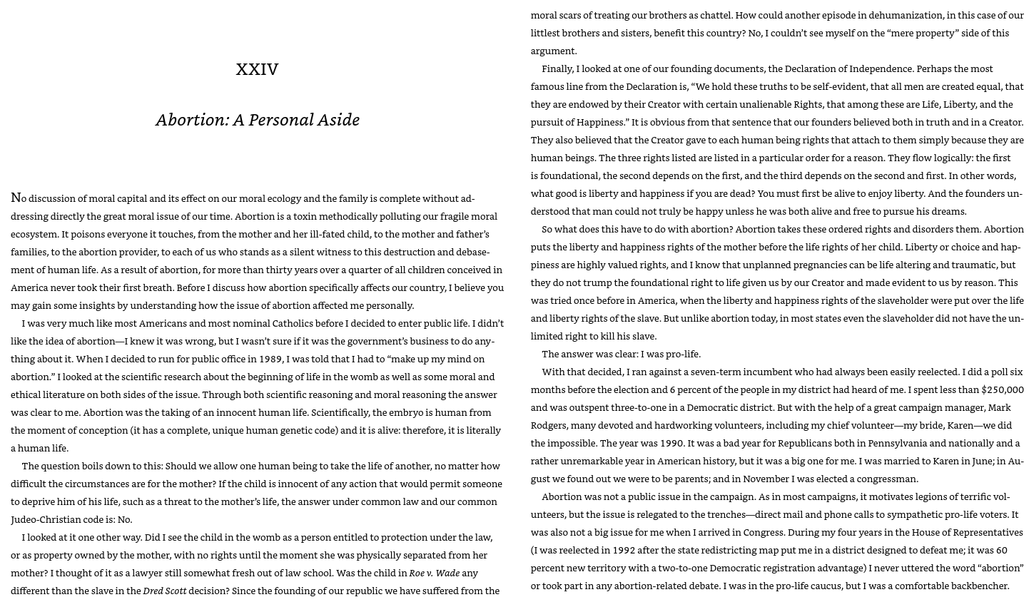 Santorum book on abortion