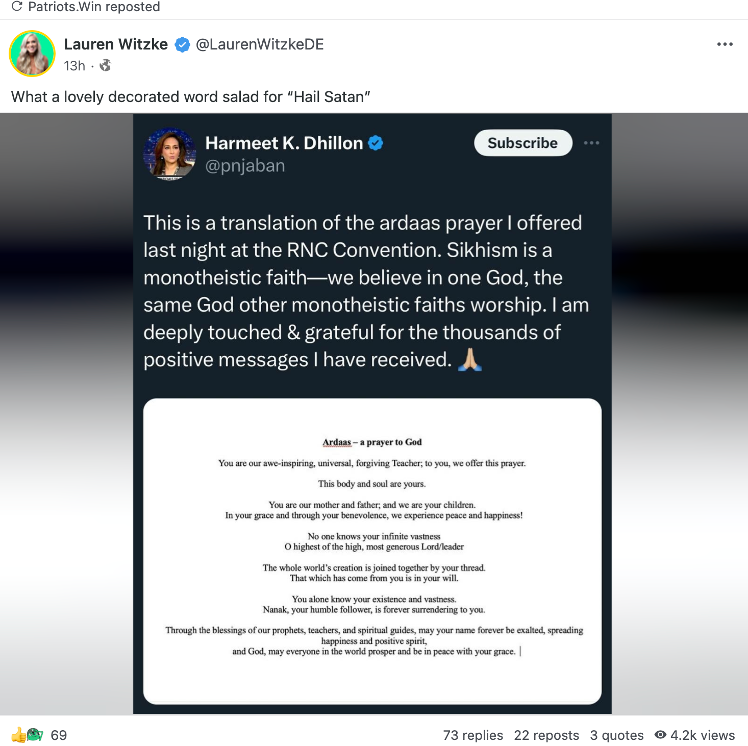 Lauren Witzke Sikh prayer2