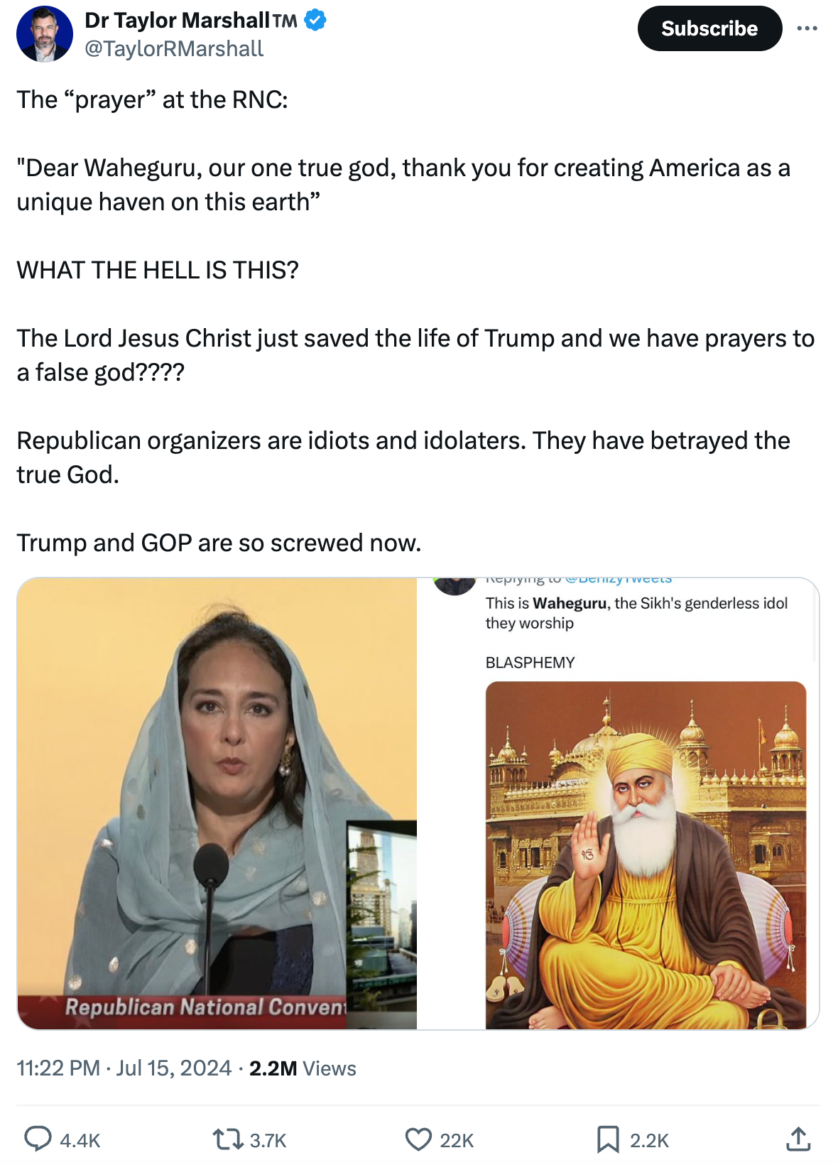 Taylor Marshall Sikh prayer