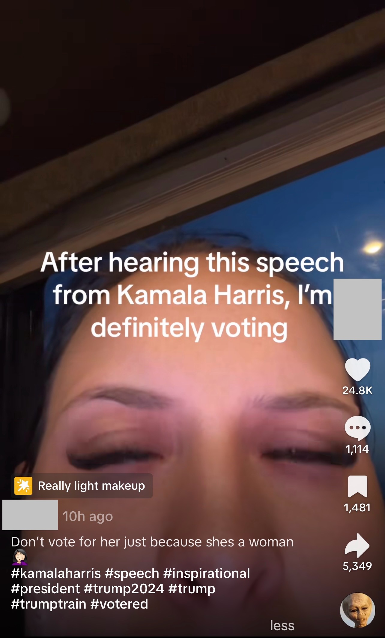 Fake Harris audio TikTok 1 caption