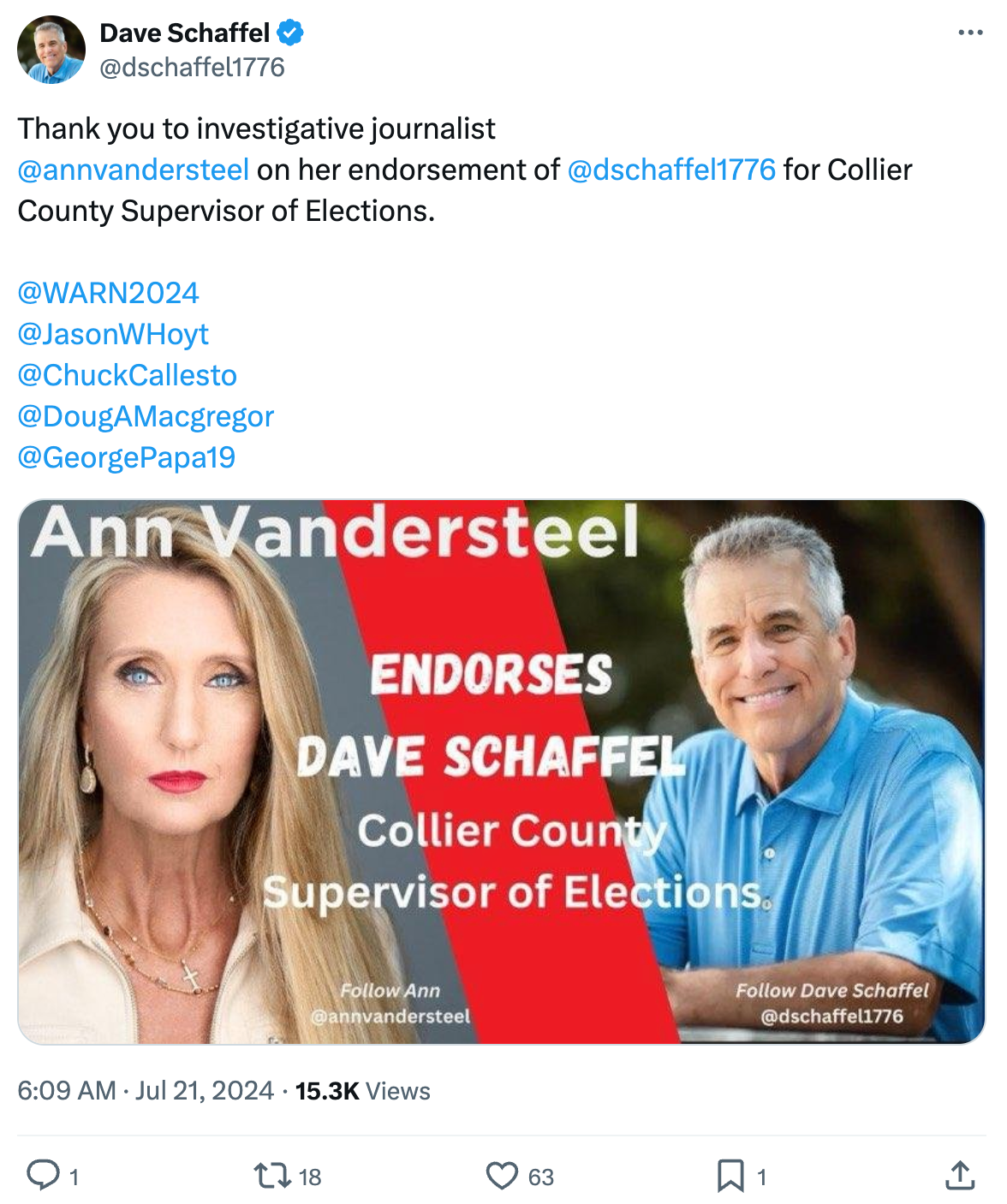 Schaffel Vandersteel endorsement