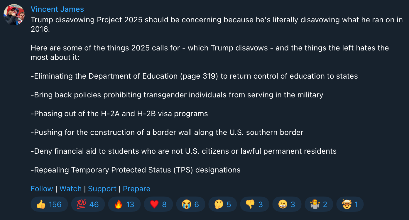 Vincent James Project 2025