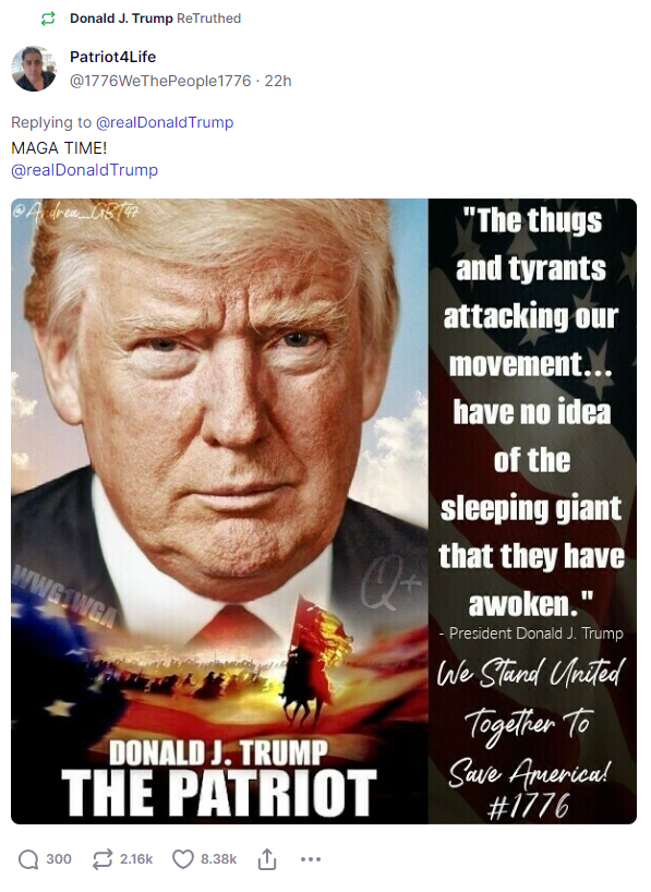 Trump Patriot4Life retruth 1