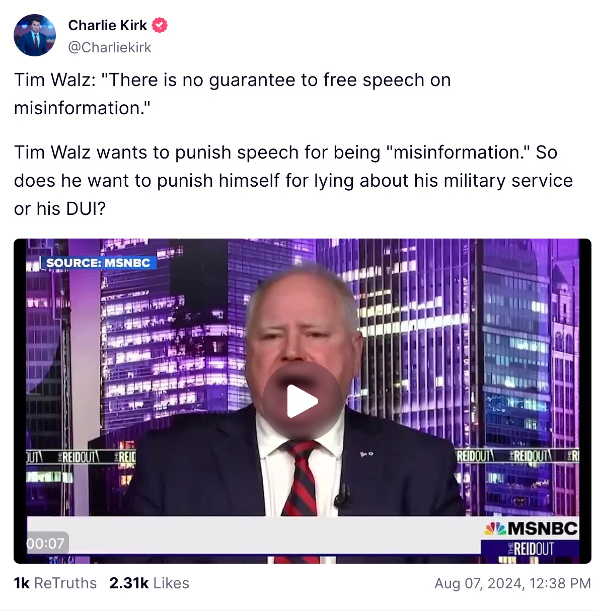 Truth Social_charlie kirk_20240807