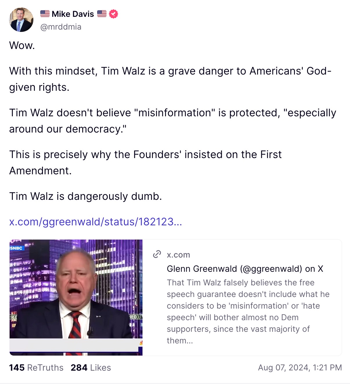 Truth Social_Mike Davis_20240807