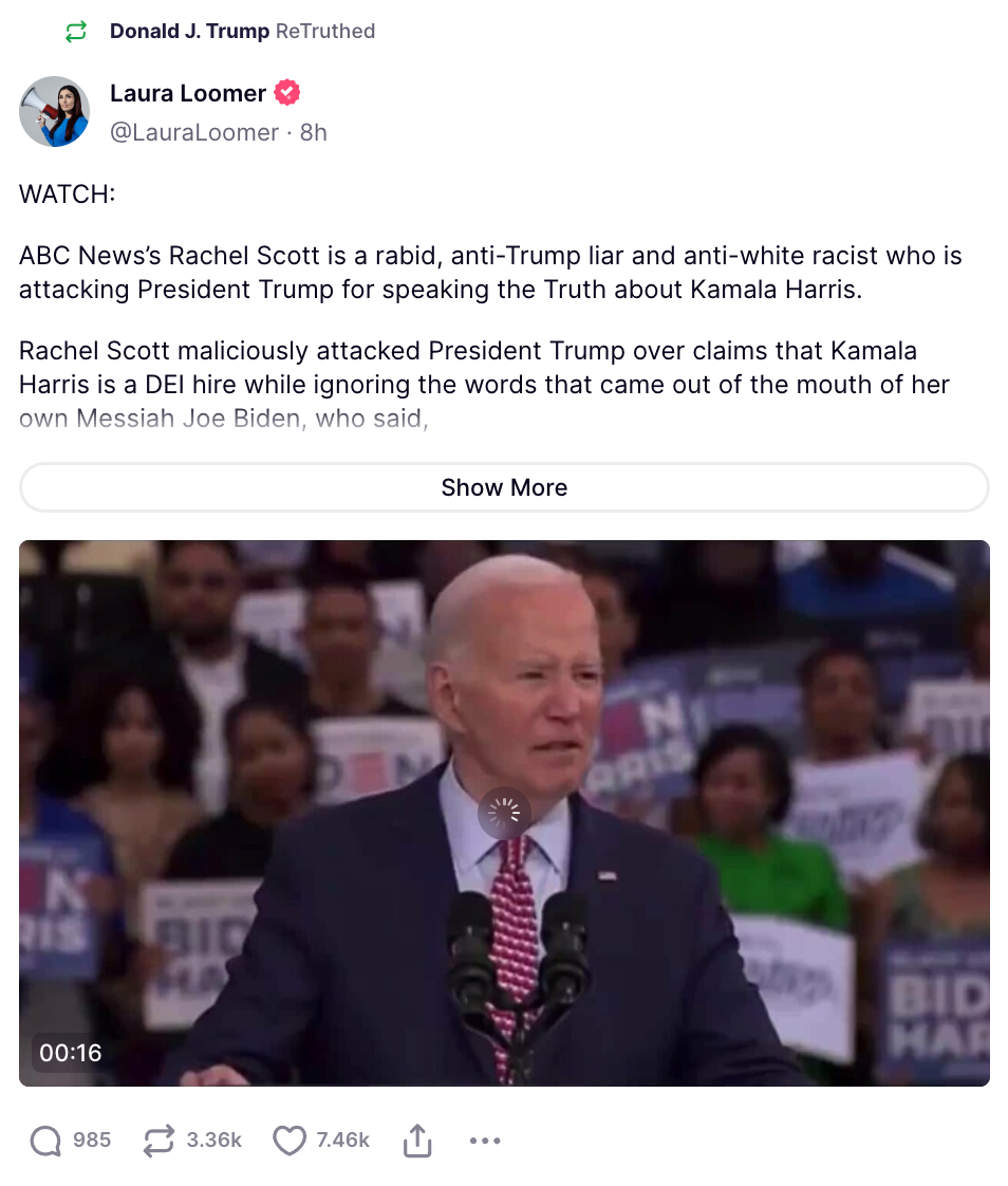 Trump 8/1/24 Loomer post2