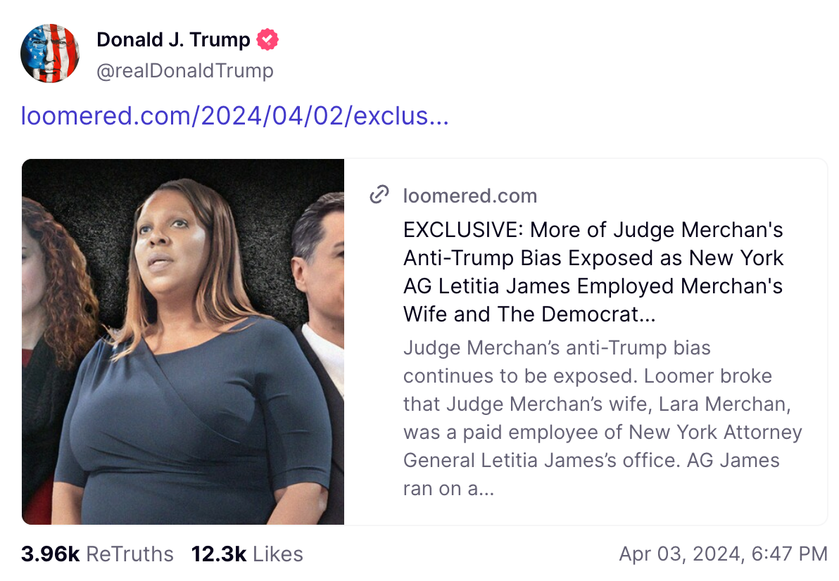 Trump 4/3/24 Loomer post