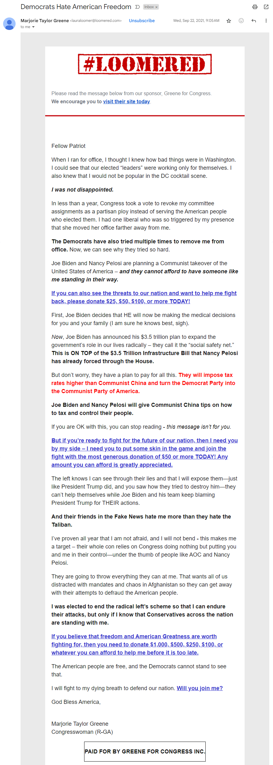 Laura Loomer Marjorie Taylor Greene for Congress