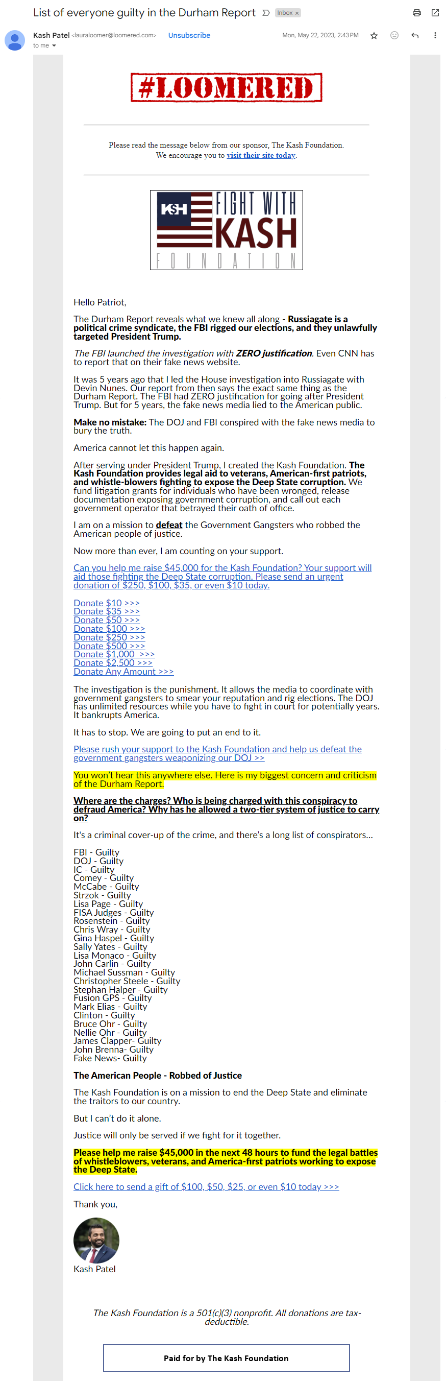 Laura Loomer The Kash Foundation