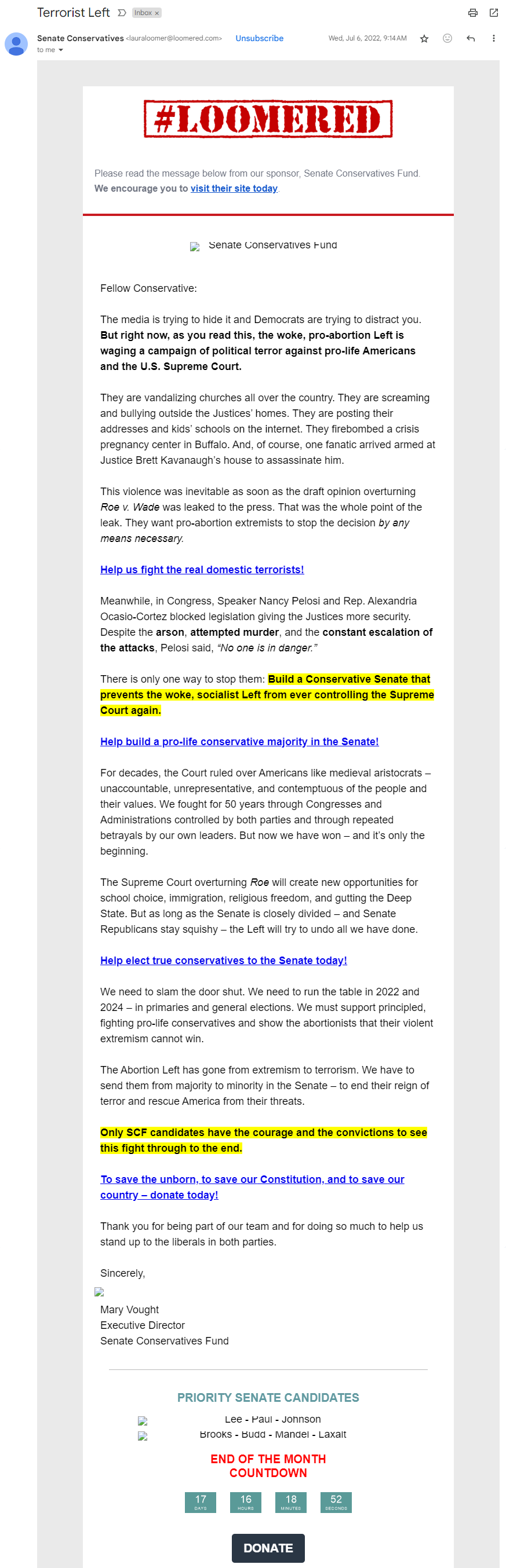 Laura Loomer Senate Conservatives Fund