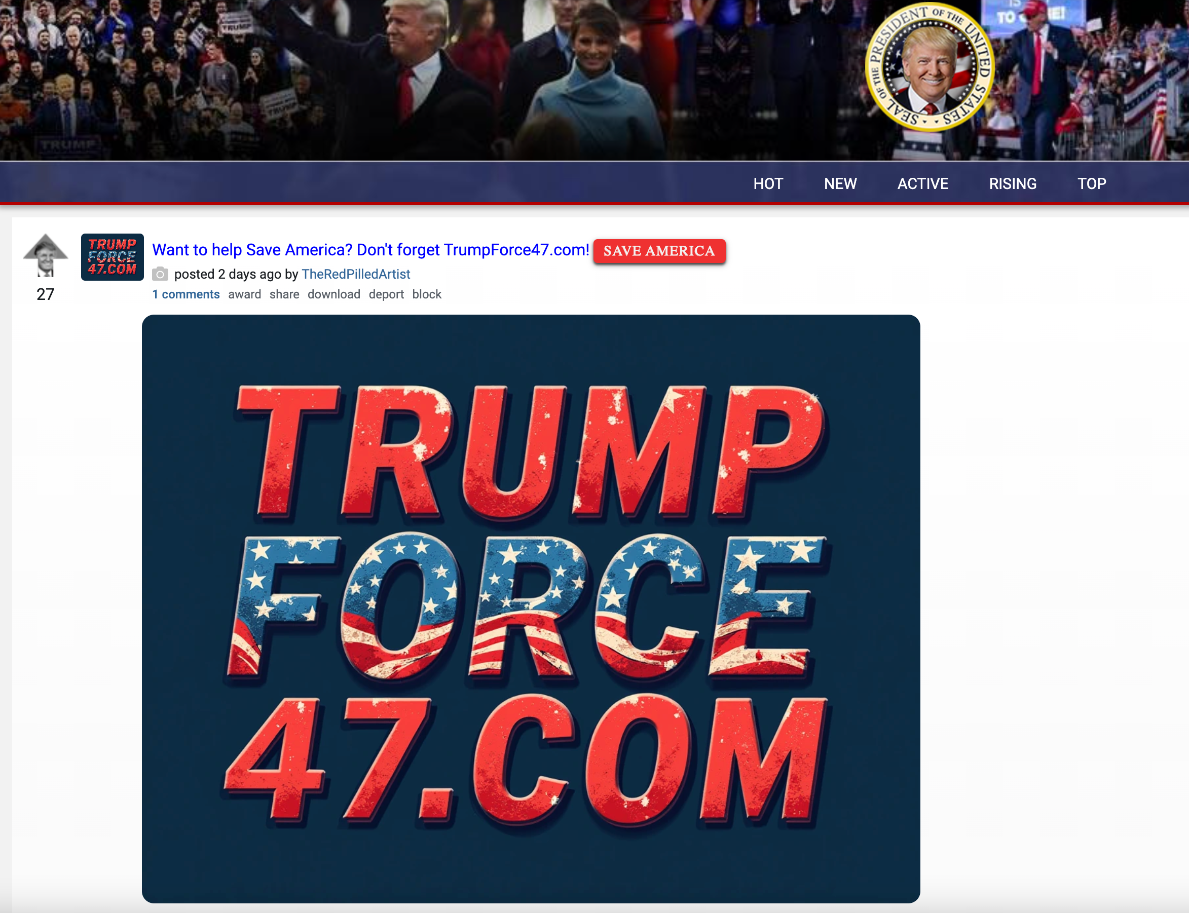TheDonald Trump Force 47 post1