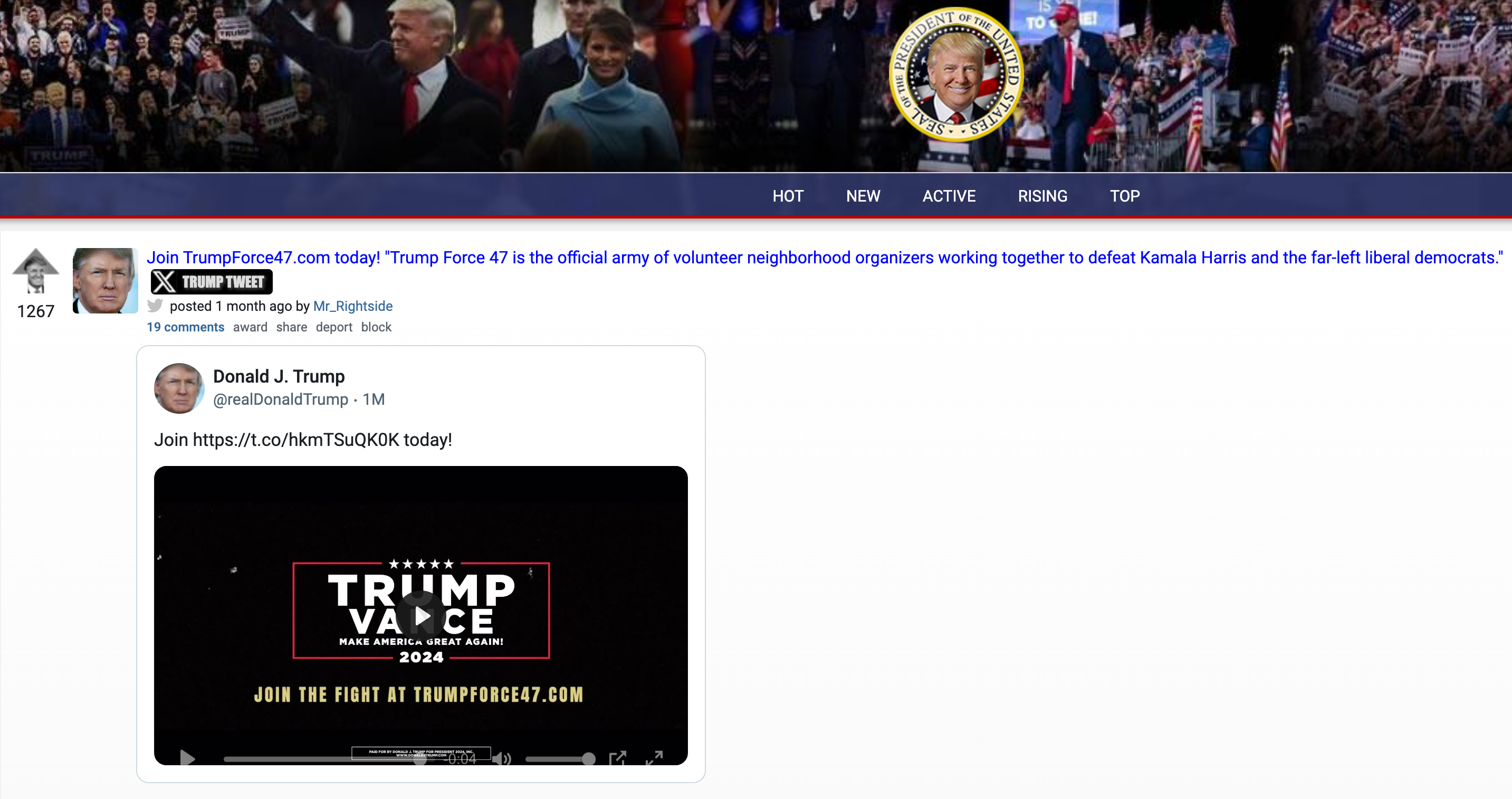 TheDonald Trump Force 47 post2