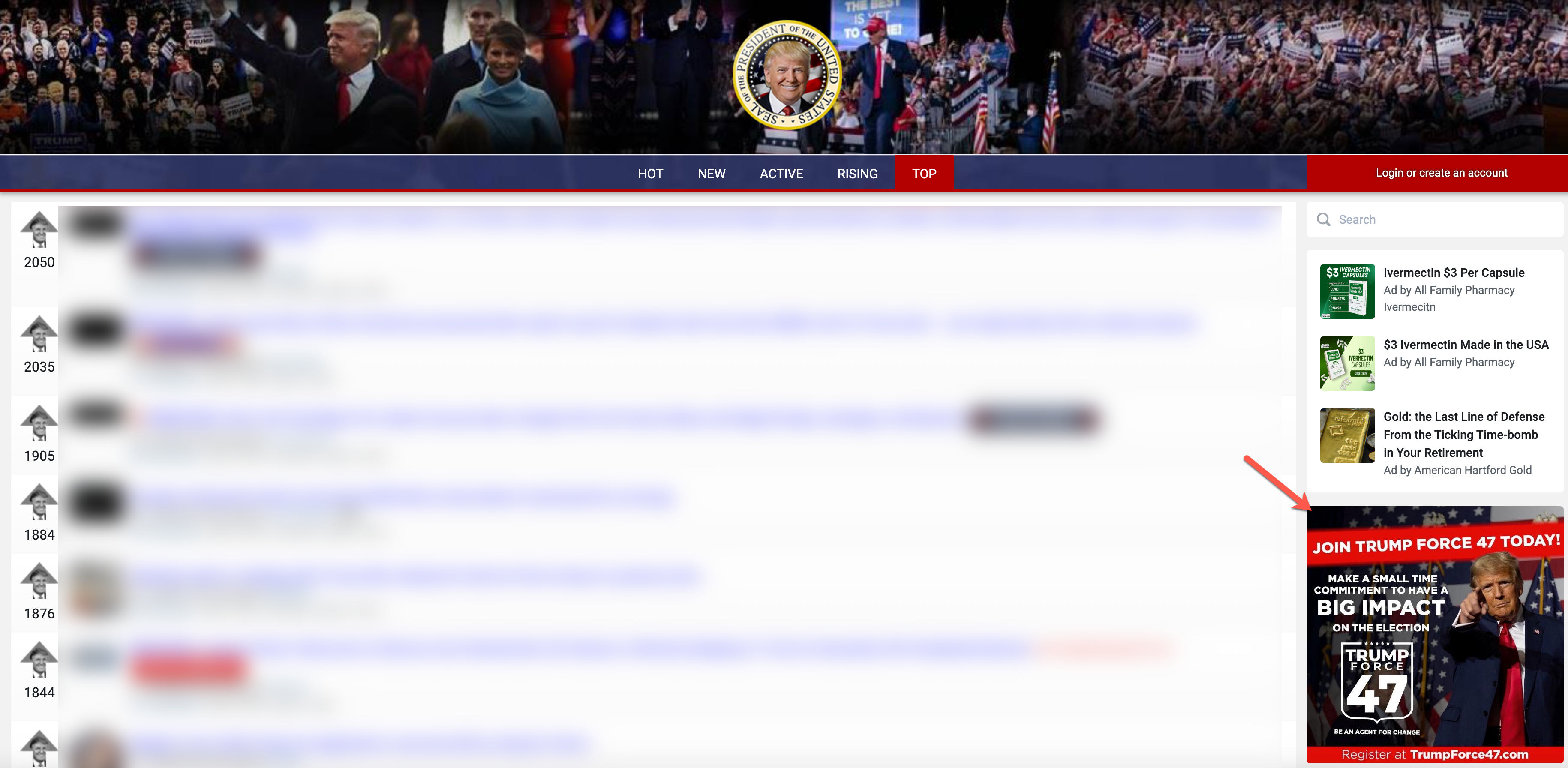 TheDonald Trump Force 47 front page