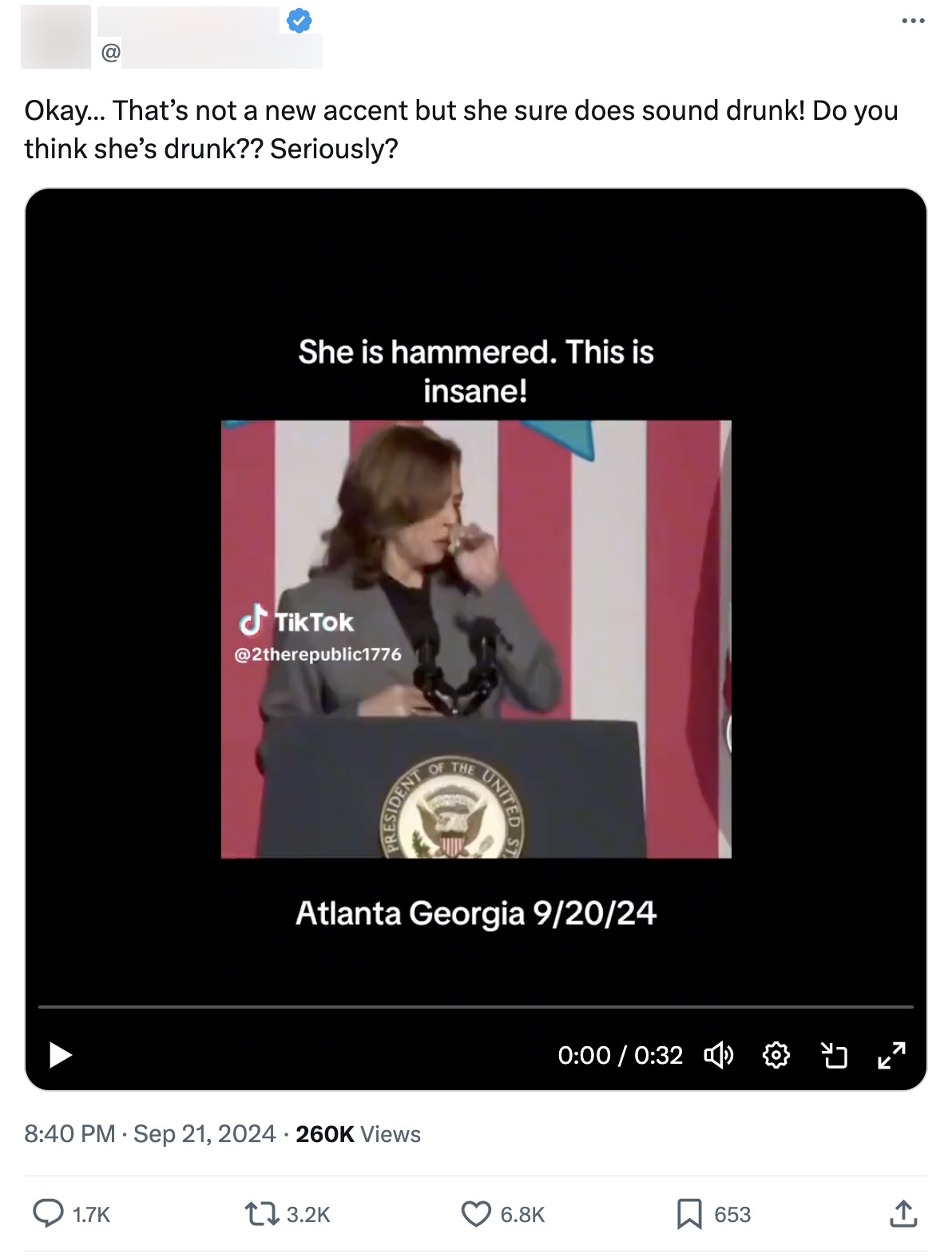 X post claiming harris is drunk_20240921