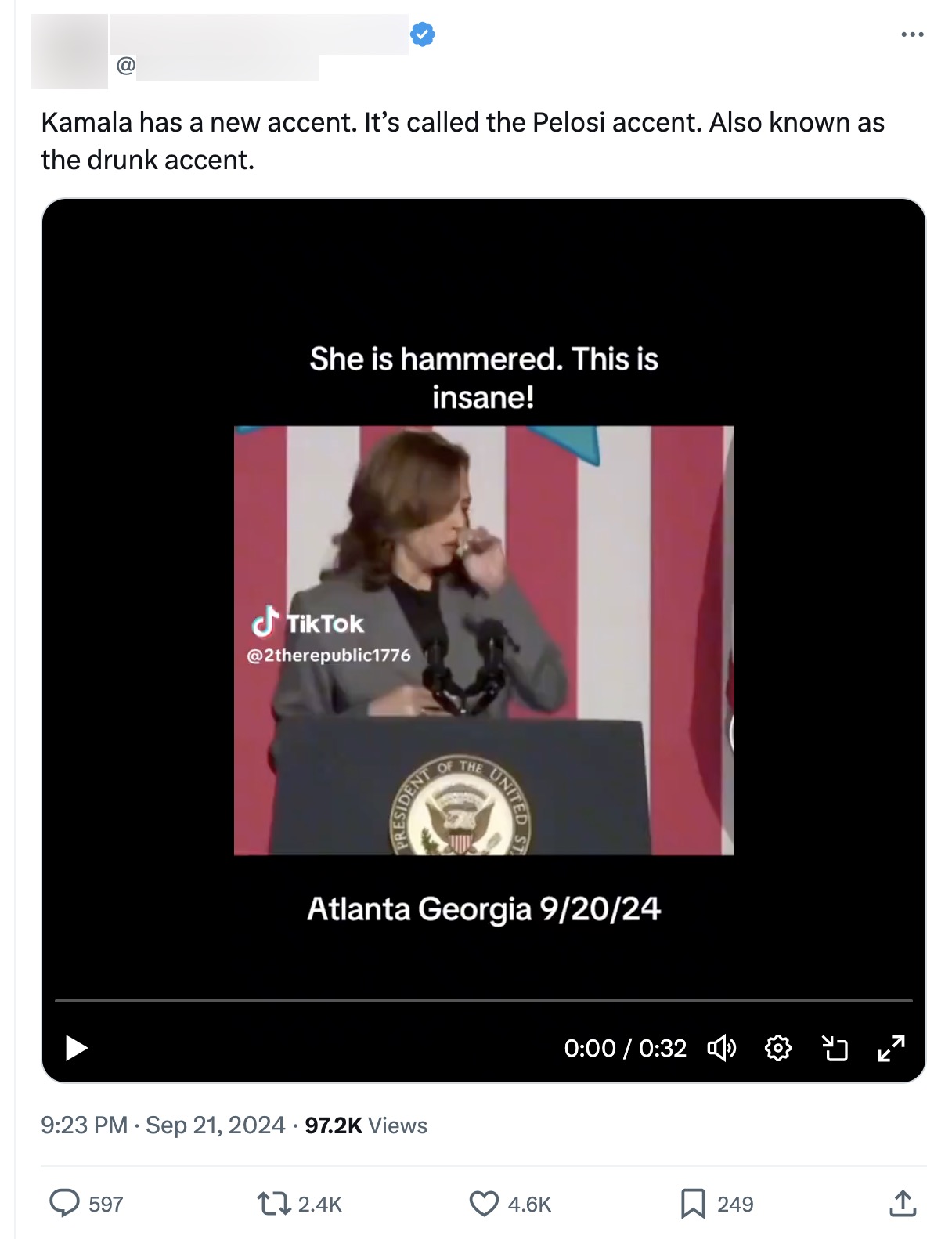 X post claiming Harris is drunk_20240921_3