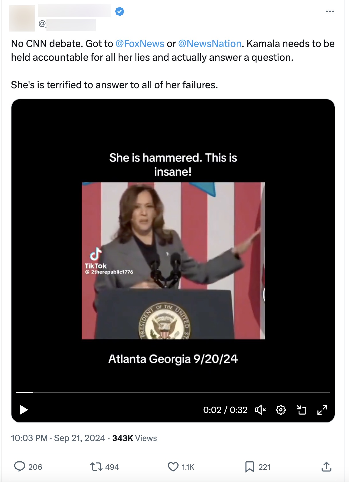 X post claiming Harris is drunk_20240921