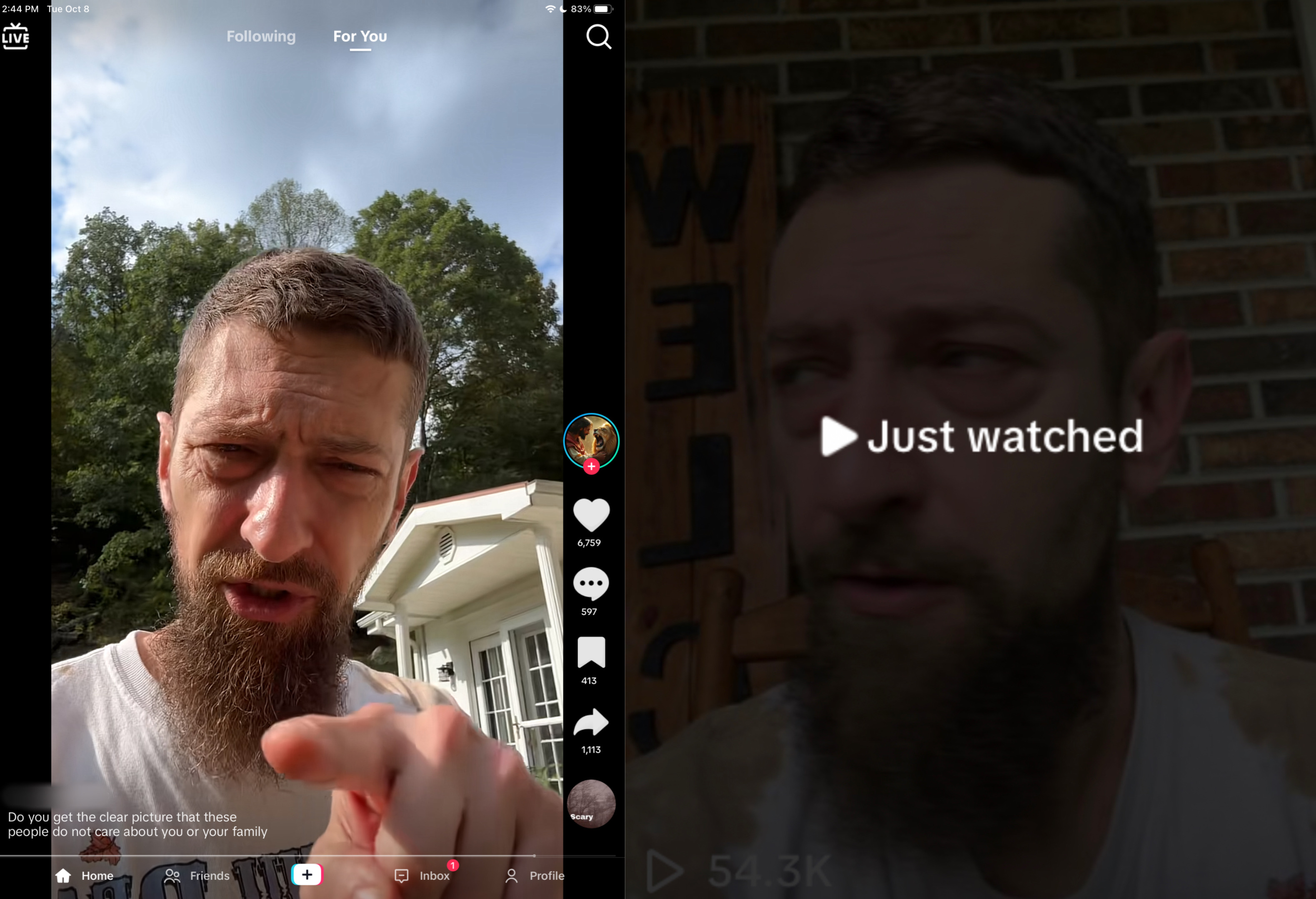 The top comment reads, "Civil war is coming" 