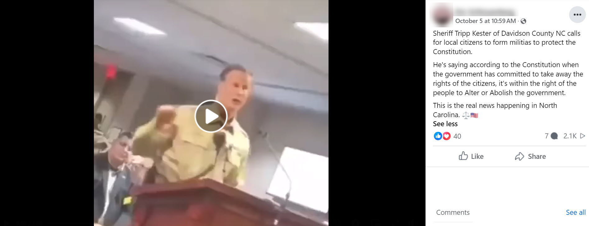 FB sharing Tripp Kester post 