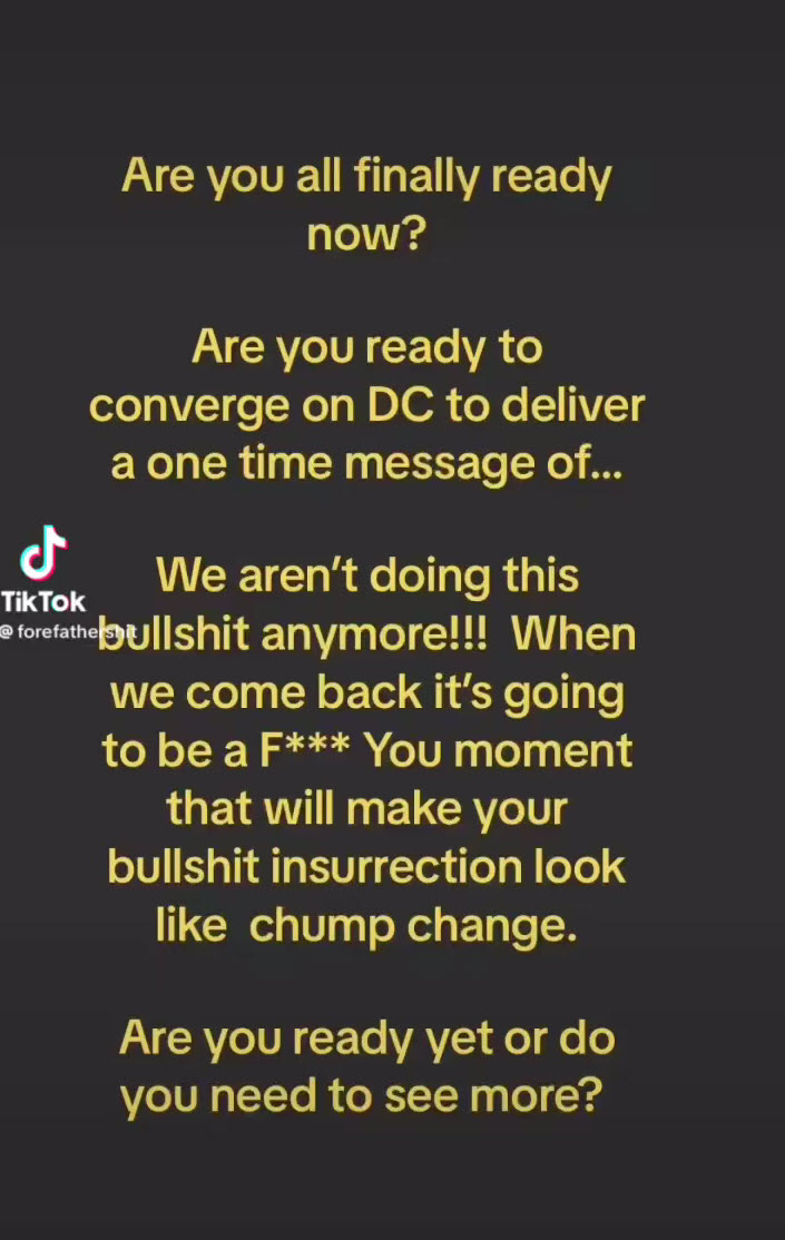 TikTok user @Forfathershit threatens second insurrection on Hurricane reponse 