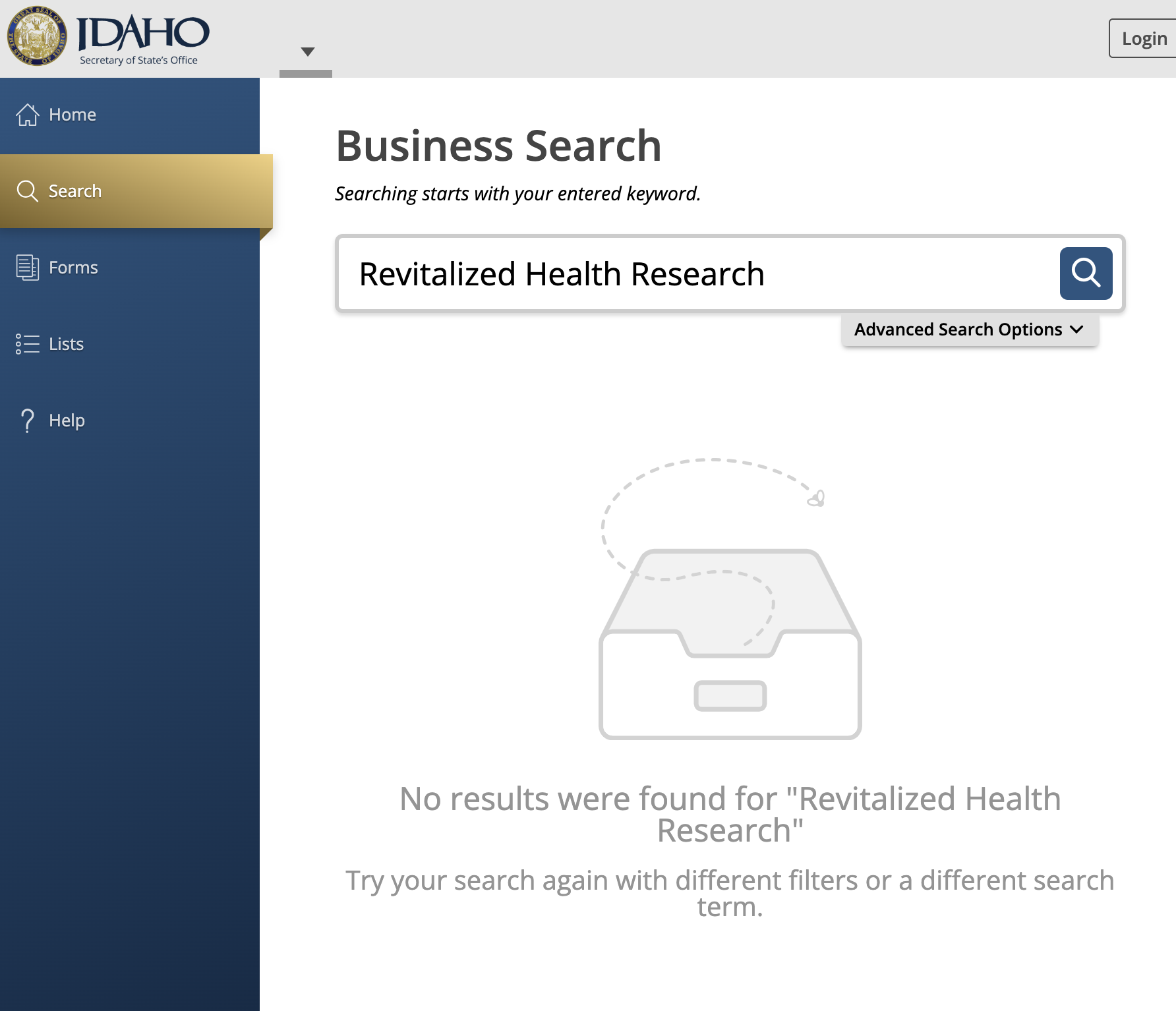 Idaho Secretary of State business search