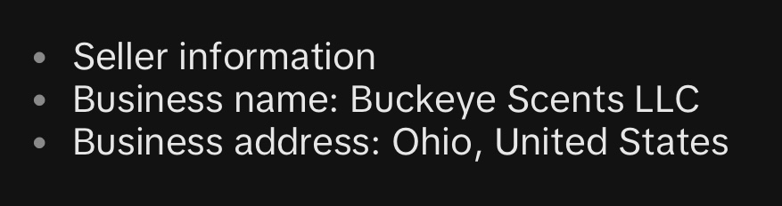 Seller information, Amino Research