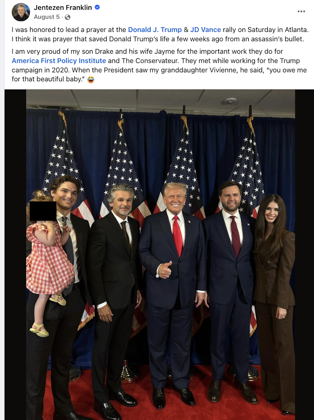 Jentezen Franklin August trump rally